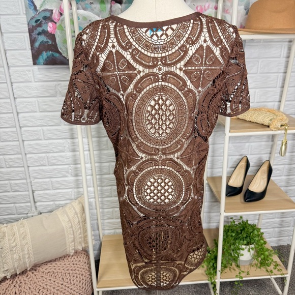 Sundance Brown Crochet Lace Dress (M) - Picture 3 of 4